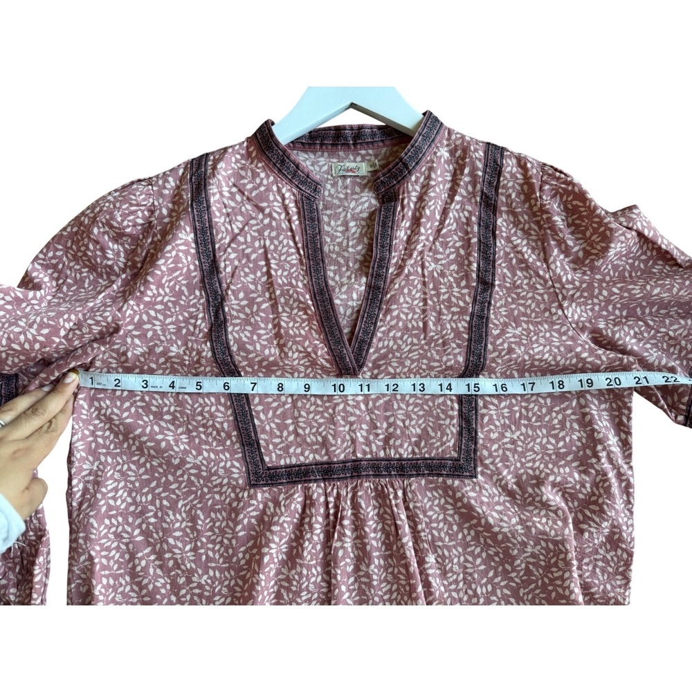 FAHERTY aurora top mauve leaf batik organic cotton - Picture 7 of 9